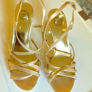 Gold strappy heels